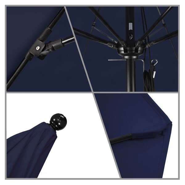 11' Black Aluminum Market Patio Umbrella, Sunbrella Navy
